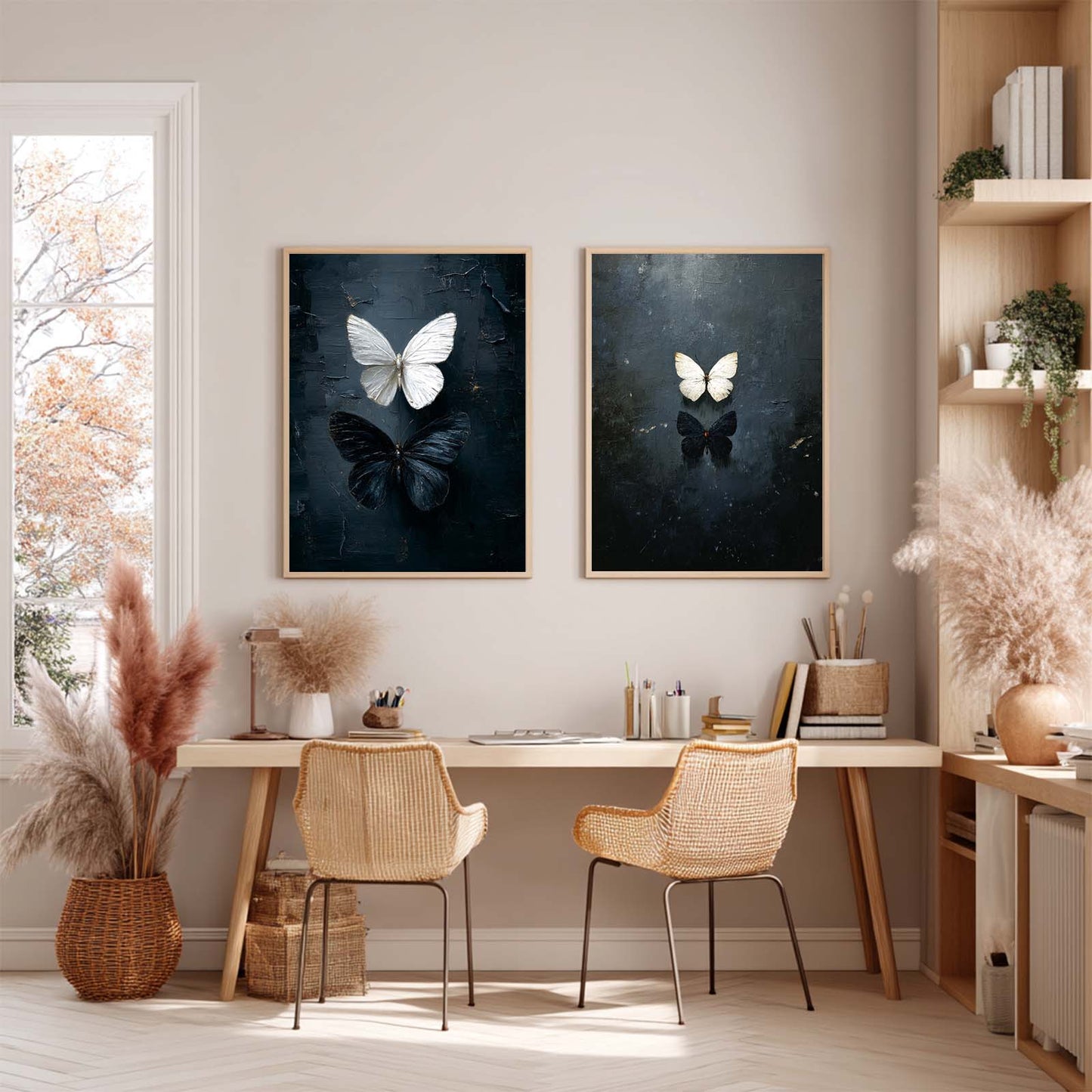 Canvas Painting Abstract Black White Butterfly Wall Art Pictures for Living Room Bedroom Decoration Canvas Pictures Poster Frameless