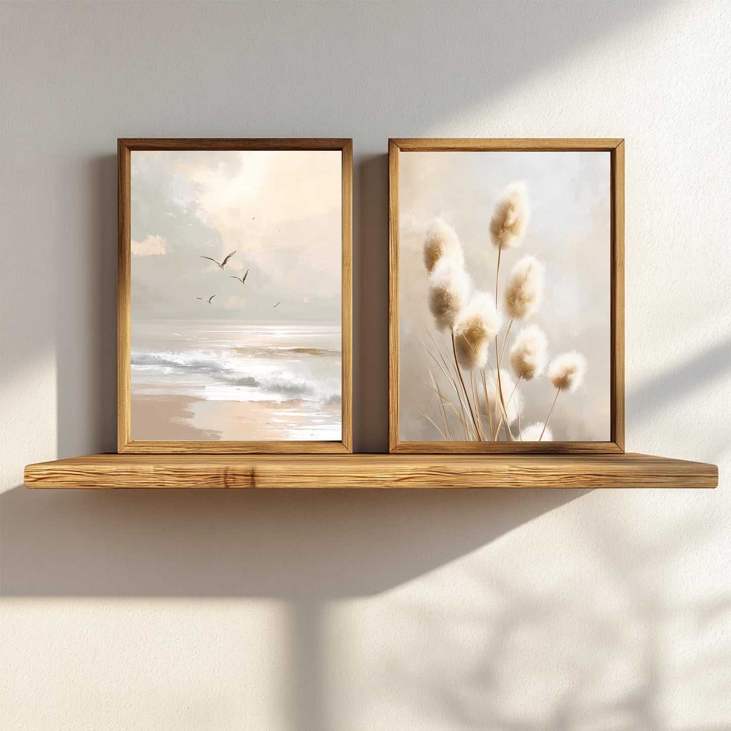 Seabird Beige Pampas Grass Abstract Landscape