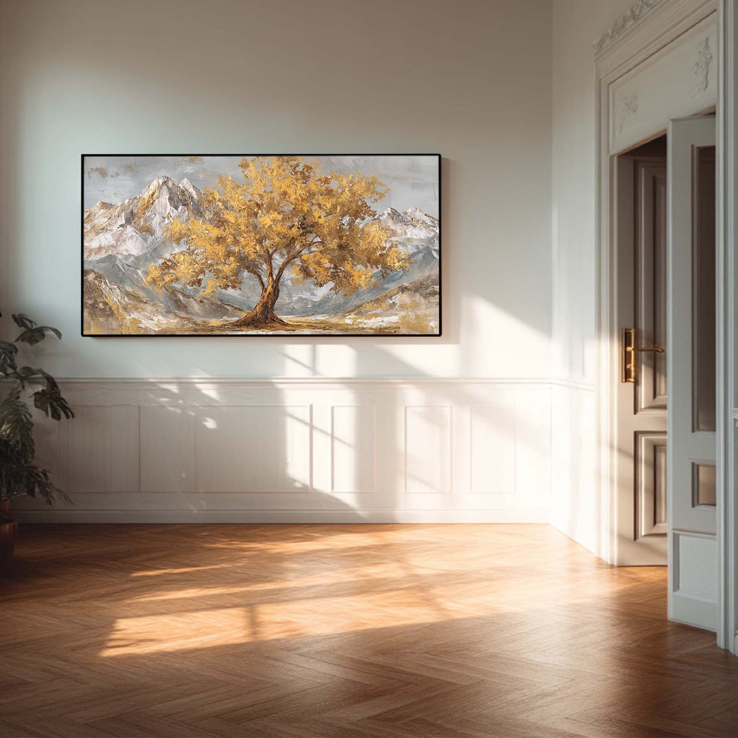 Golden Tree Abstract Oil Painting