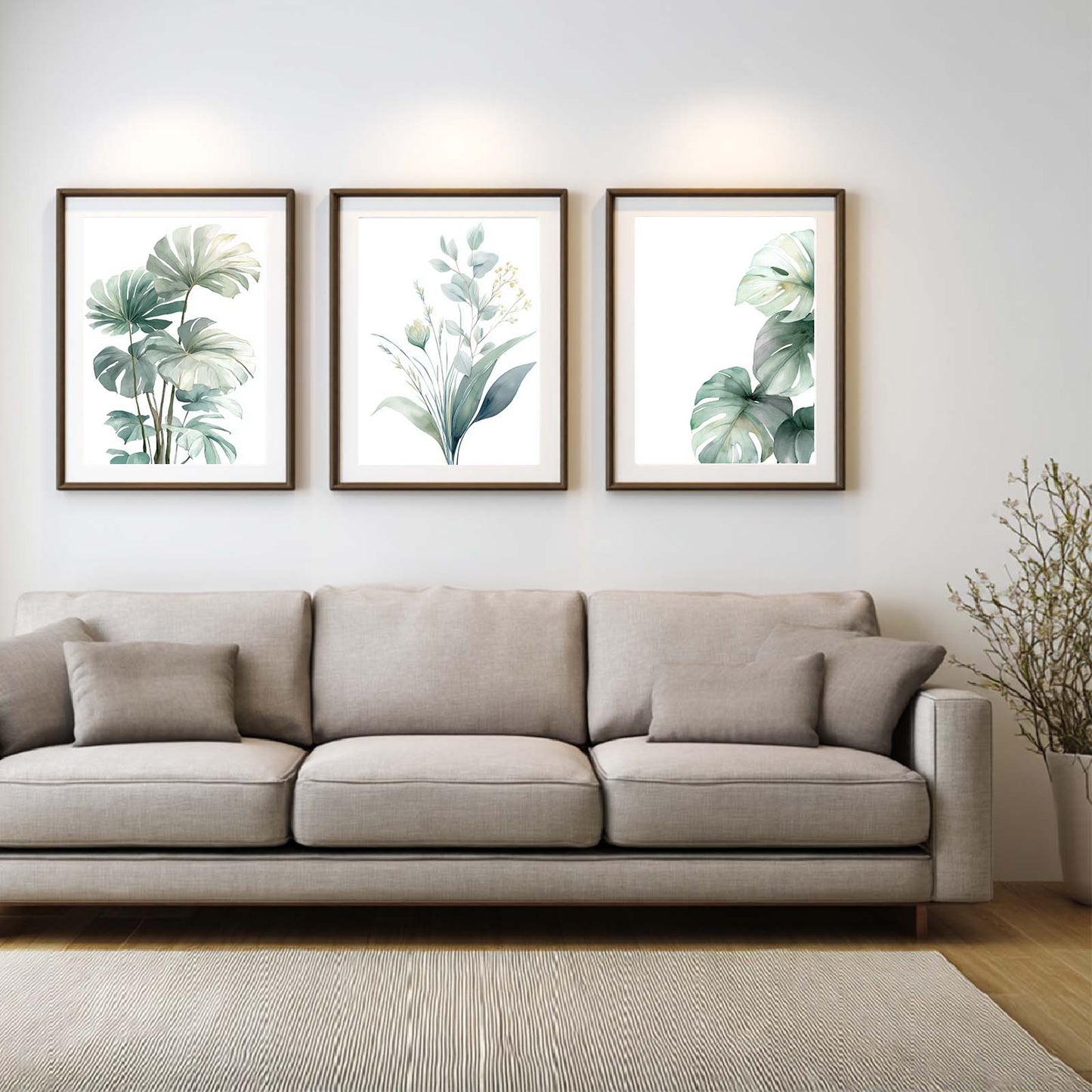 Abstract Green Leaves Flower Plant Canvas Painting Wall Art for Living Room Bedroom Decoration, Poster Print, Frameless