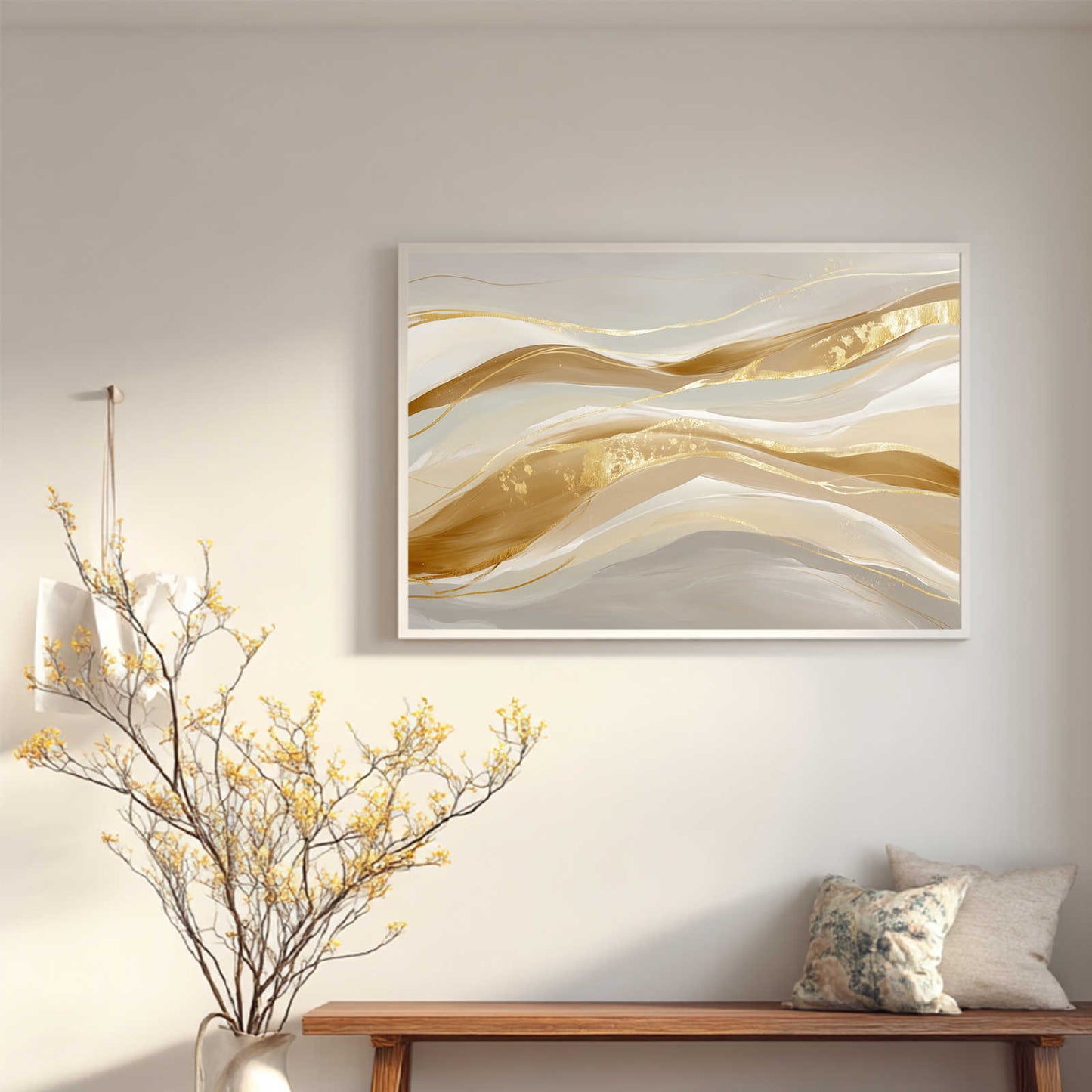 Abstract Beige and Gold Wave