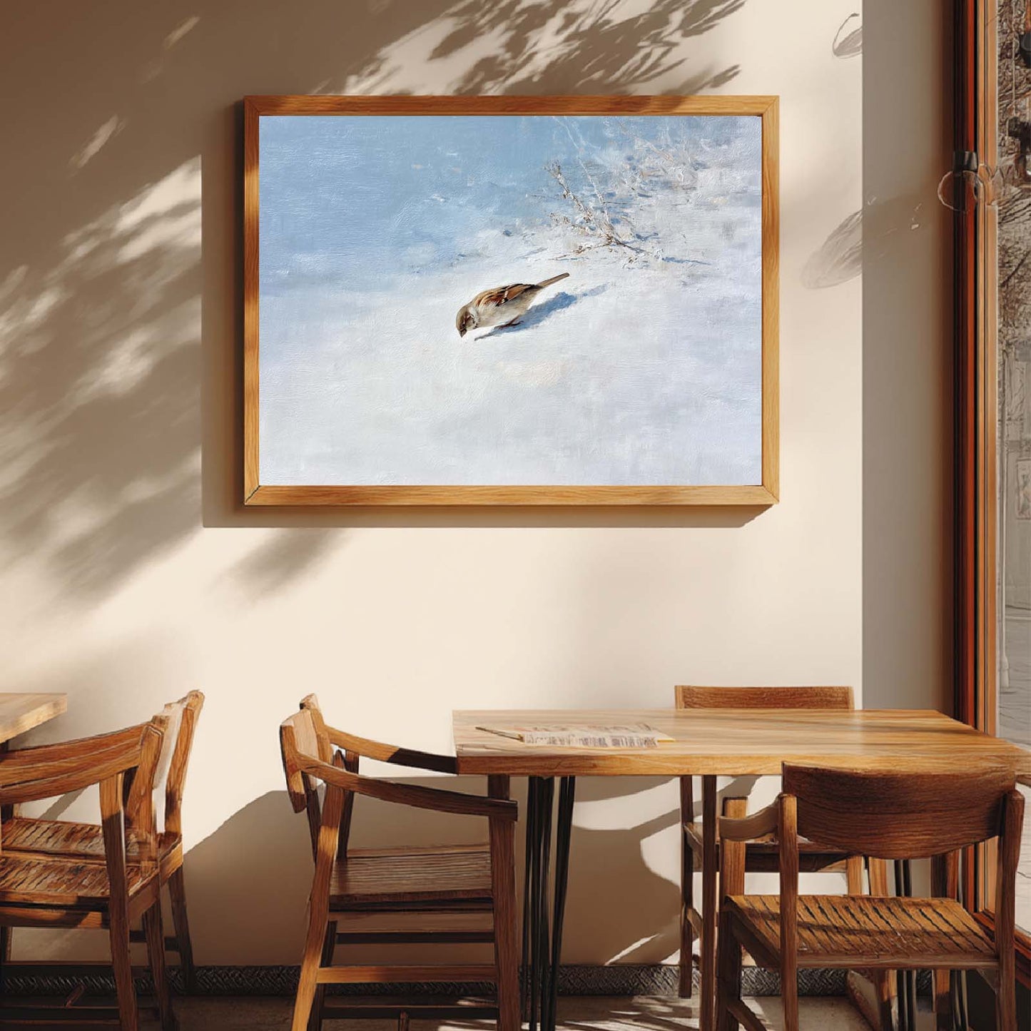 Abstract Winter Snowy Bird