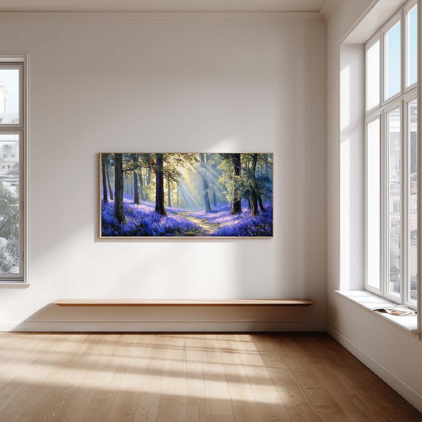 Canvas Painting Abstract Landscape Bluebells Forest Wall Art Pictures for Living Room Bedroom Decoration Canvas Pictures Poster Frameless