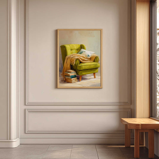 Abstract Vintage Style Canvas Sofa and Book Reading