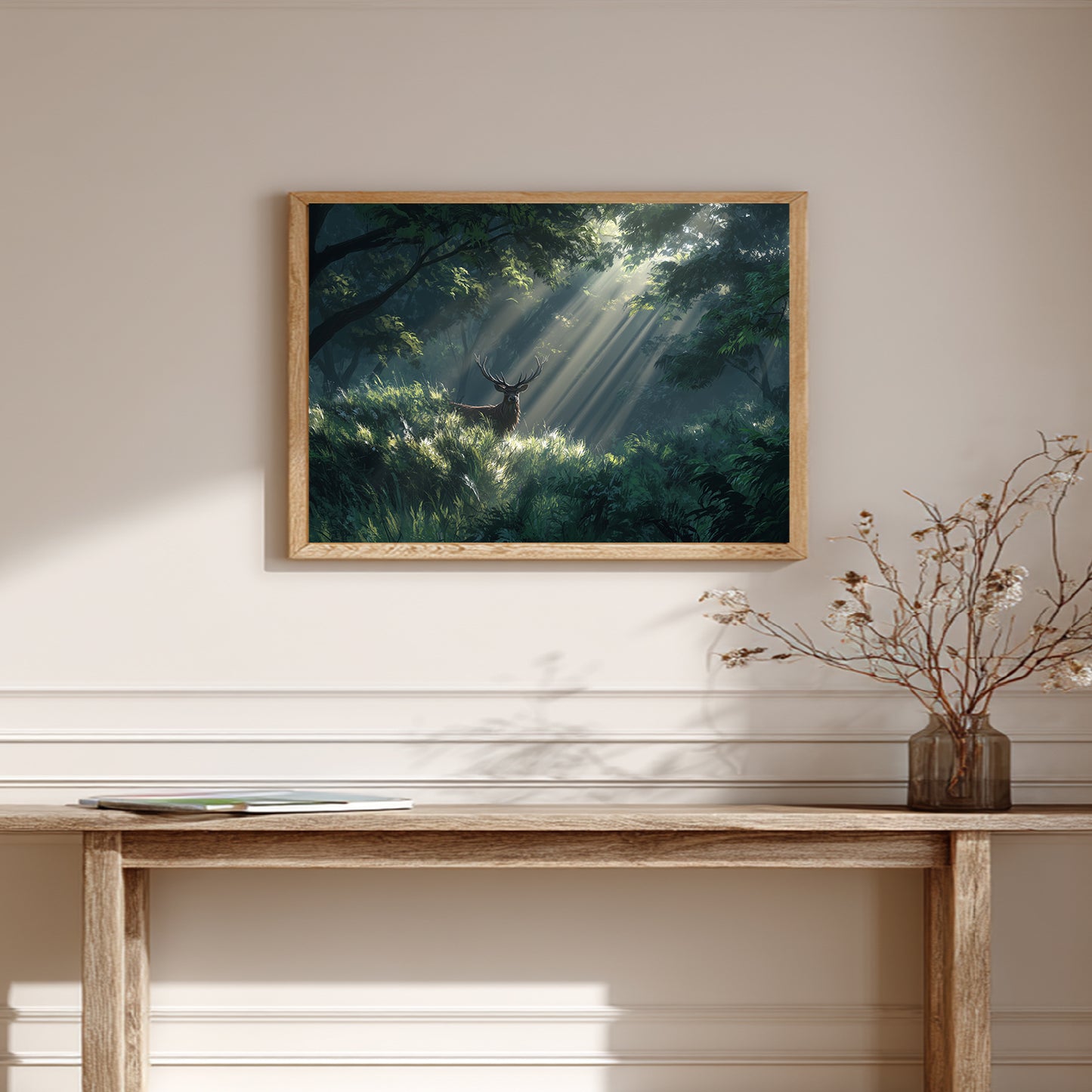 Nature Animal Deer in The Forest Abstract Landscape Sunlight