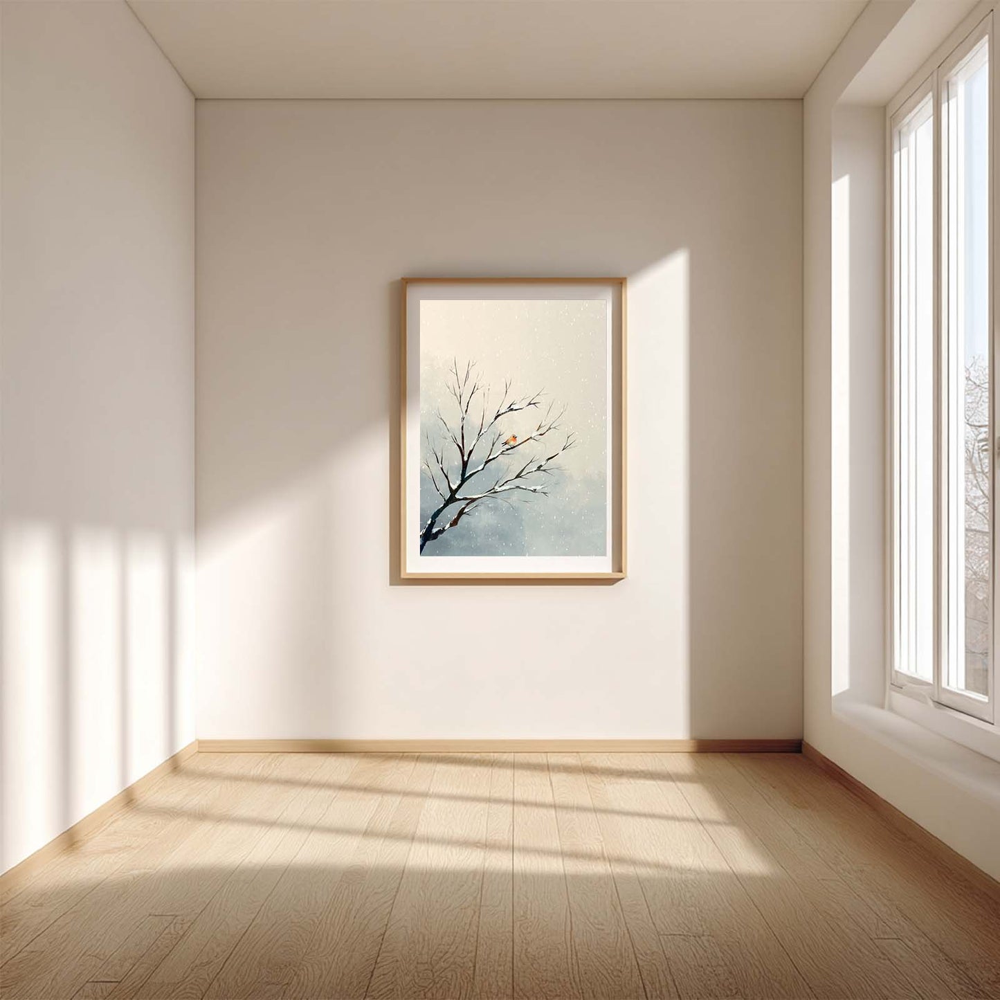 Abstract Oil Painting Winter Bird