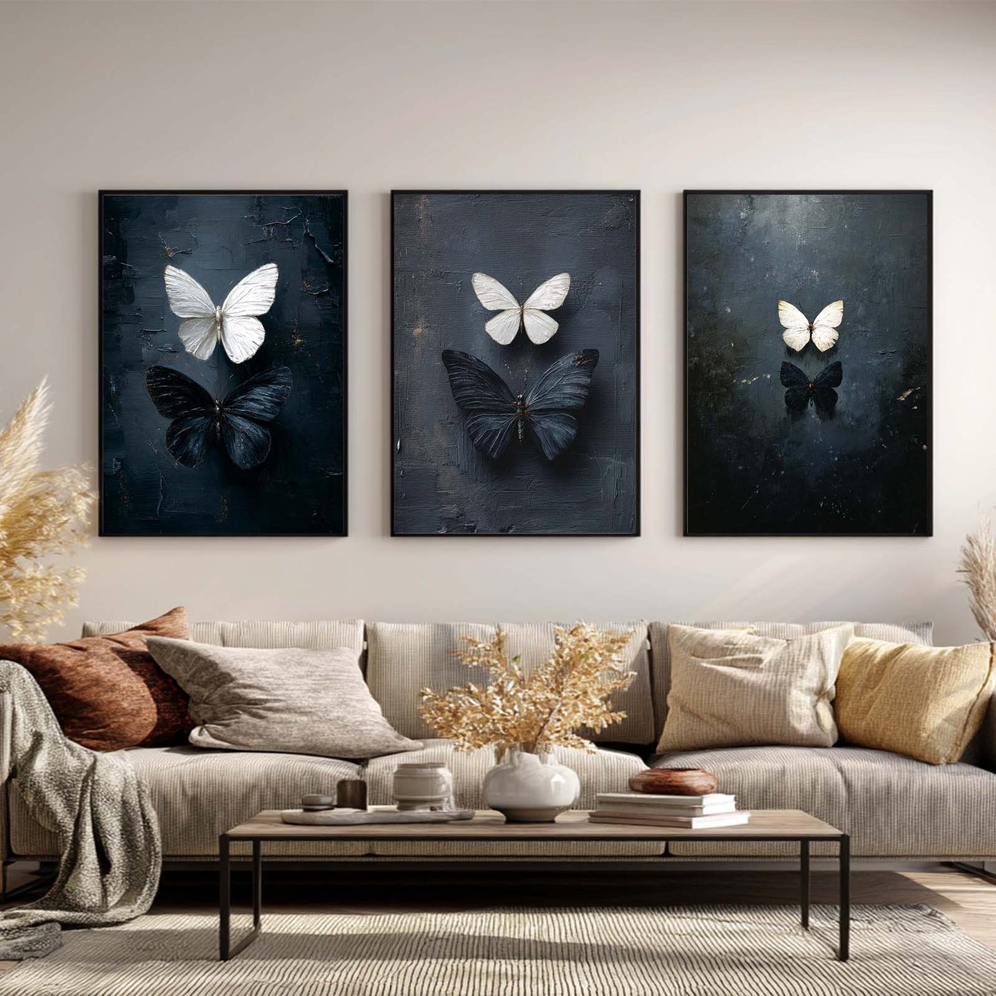Canvas Painting Abstract Black White Butterfly Wall Art Pictures for Living Room Bedroom Decoration Canvas Pictures Poster Frameless