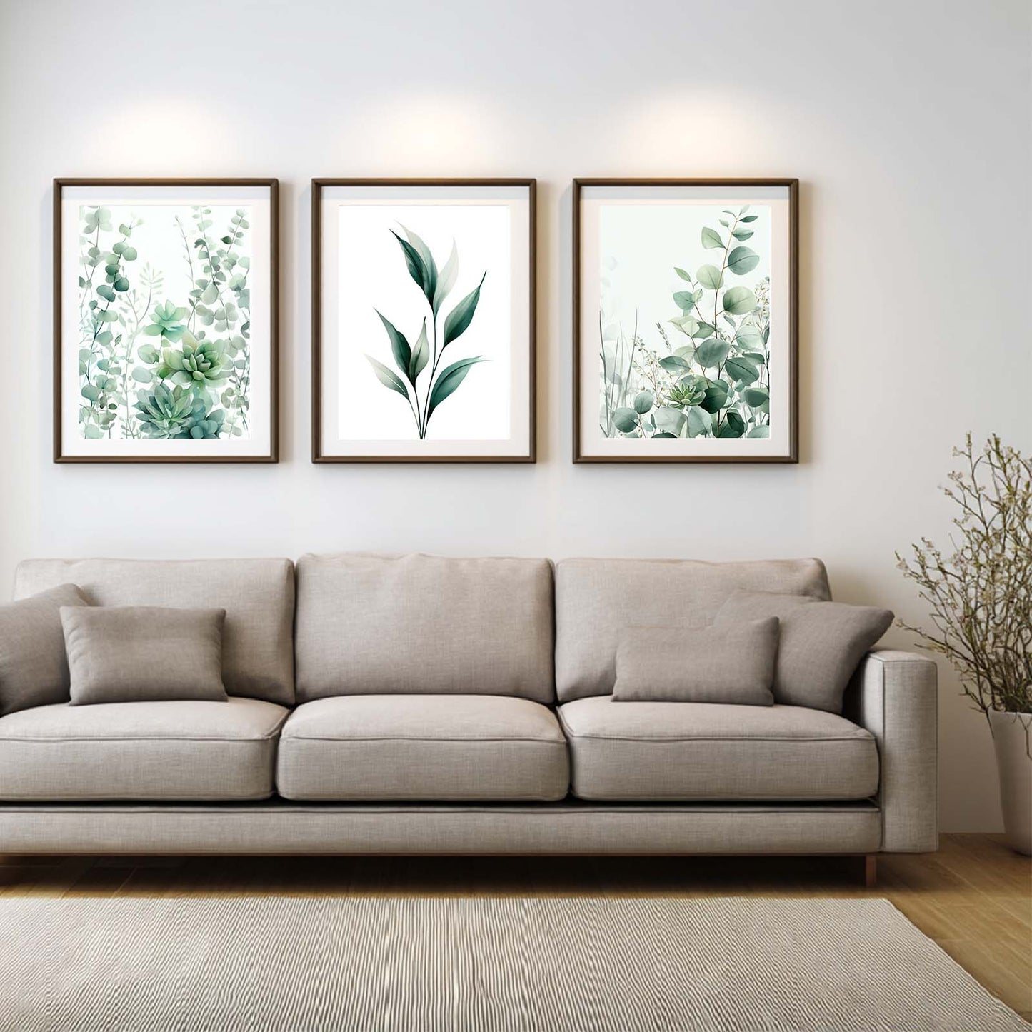 Abstract Flower Green Leaves Plant Canvas Painting Wall Art for Living Room Bedroom Decoration, Poster Print, Frameless