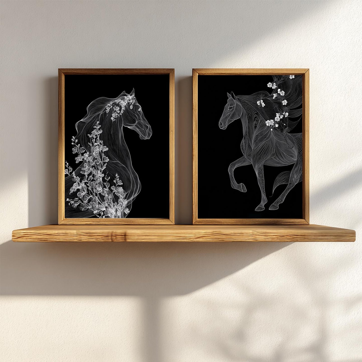 Abstract Black and White Horse