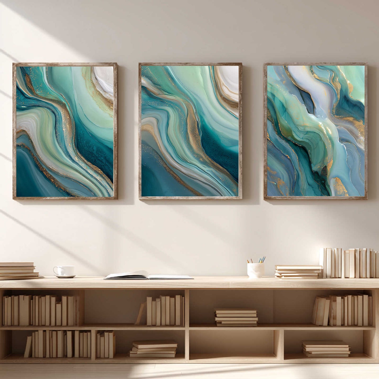 Abstract Green and Gold Liquid Luxury