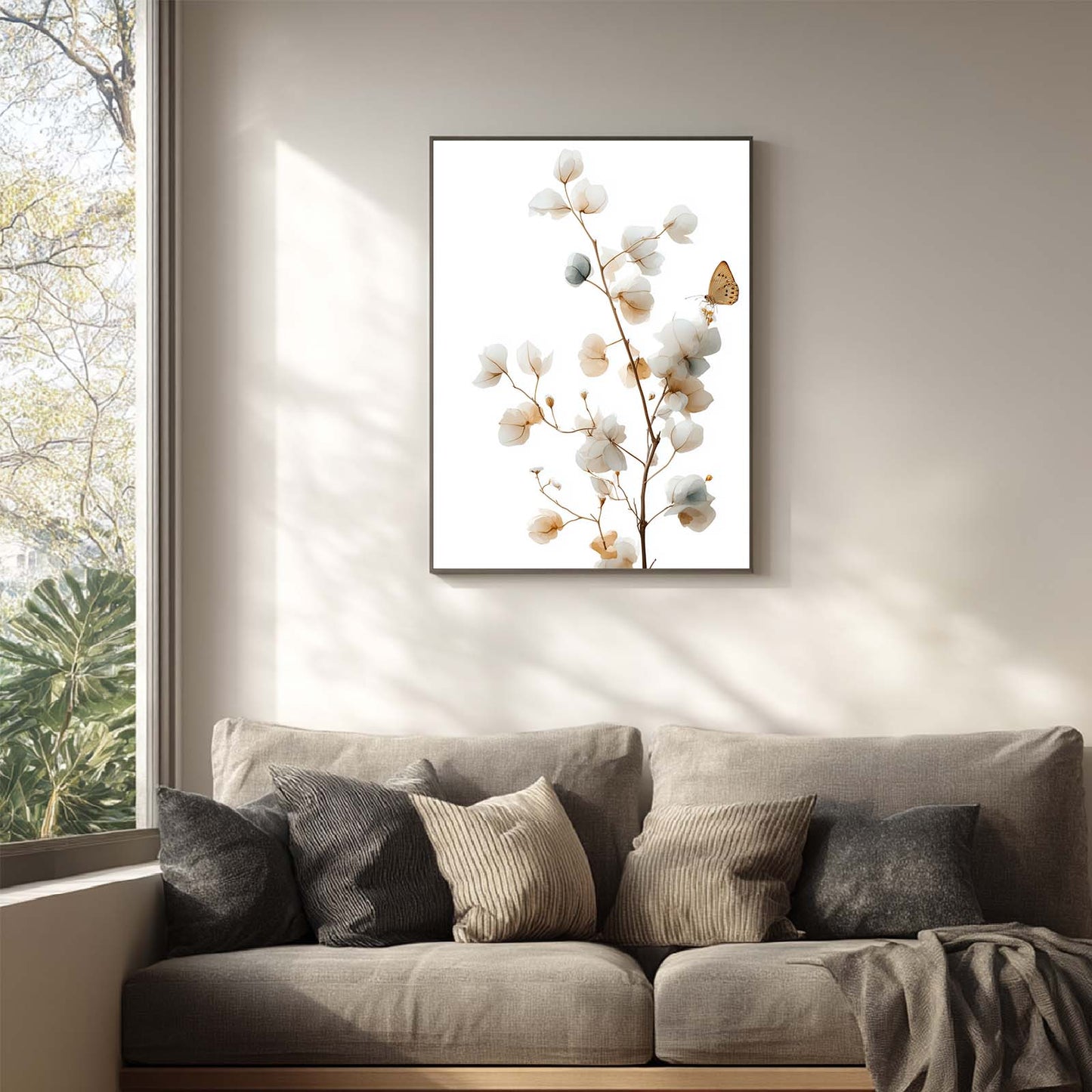 Abstract Flower Green Leaves Plant Canvas Painting Wall Art for Living Room Bedroom Decoration, Poster Print, Frameless
