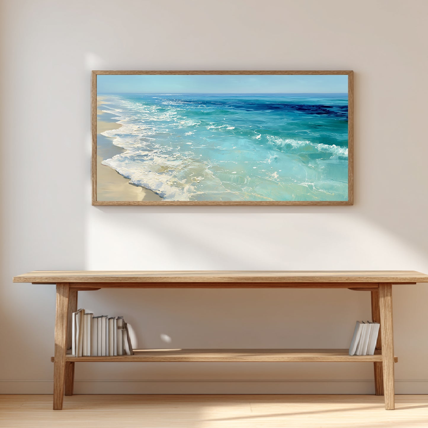 Abstract Beach Waves and Sea Canvas Painting – Wall Art for Living Room Bedroom Decoration, Poster Print, Frameless