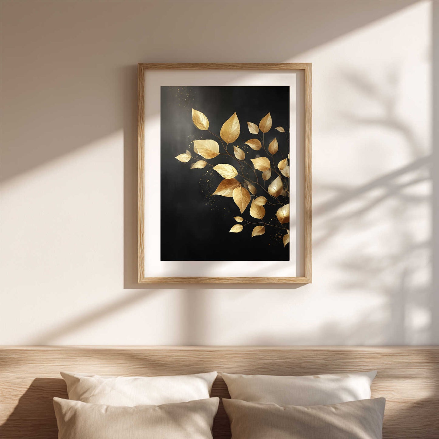 Black Gold Leaves Abstract Plants