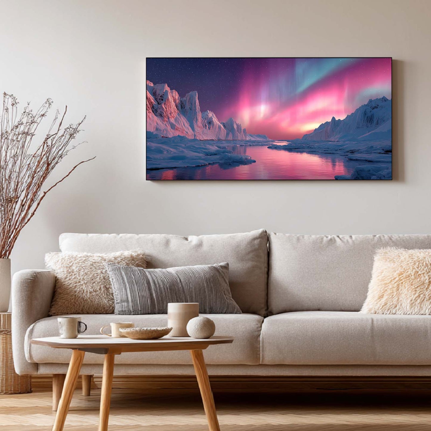 Abstract Landscape Pink Aurora