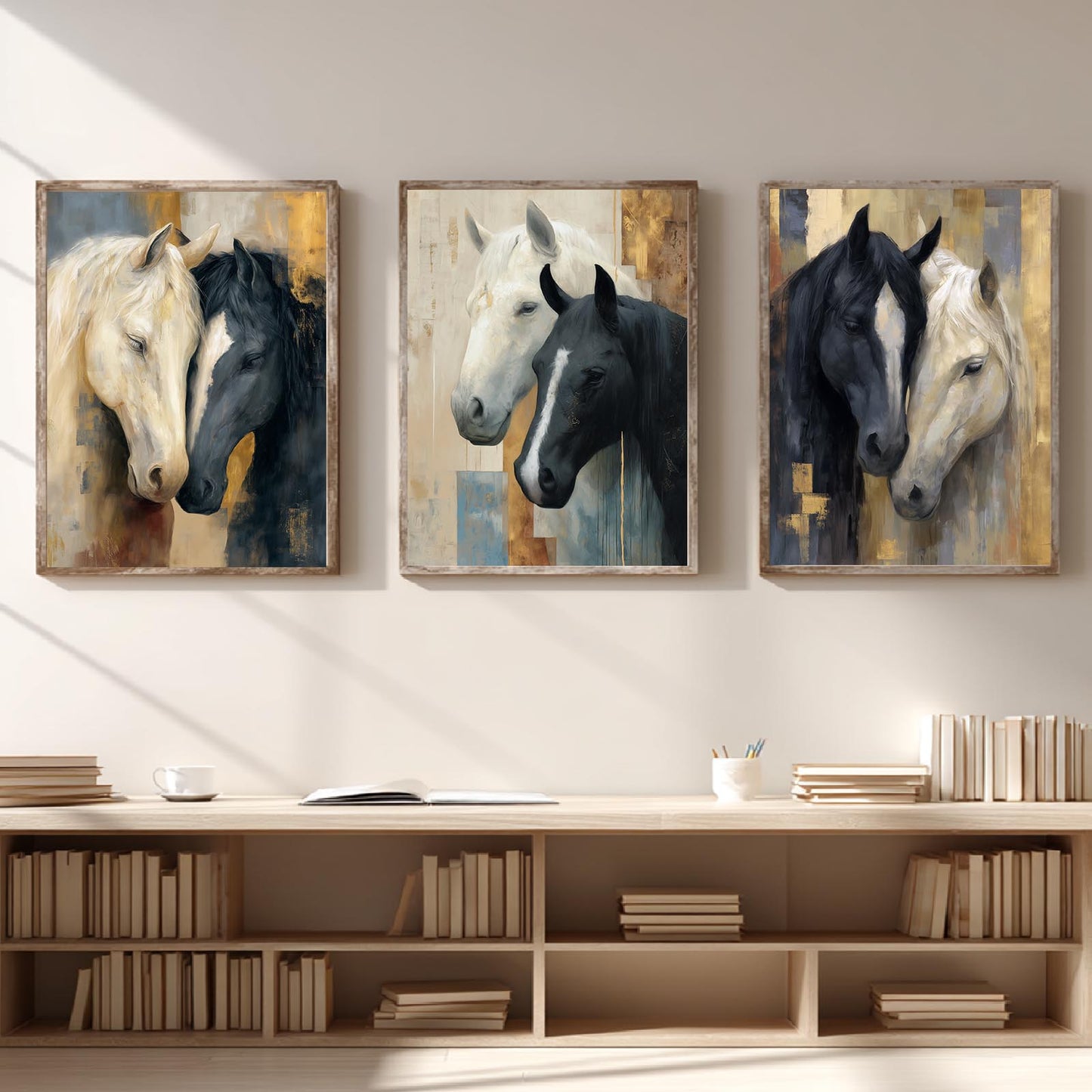 Abstract Black and White Horse