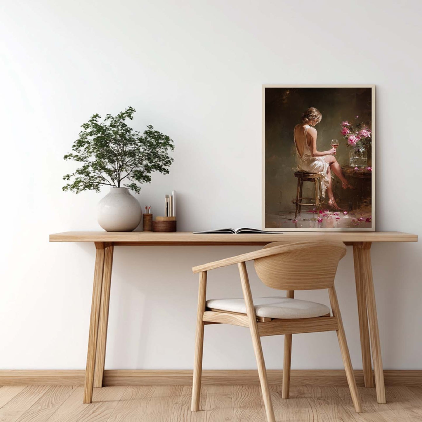 Abstract Sexy Female Wine Glasses Canvas Paintin Wall Art for Bathroom Decoration, Poster Print, Frameless