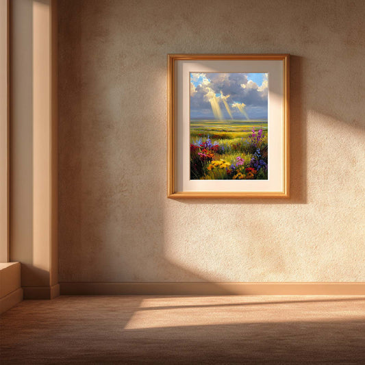 Sunlight Meadow Abstract Oil Painting