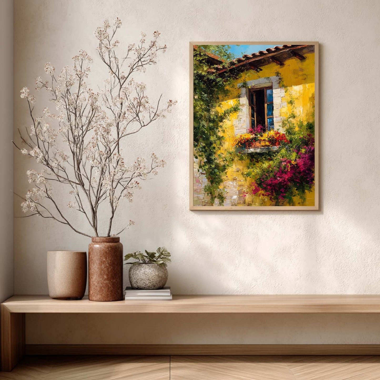 Abstract Country Style Floral Canvas Painting