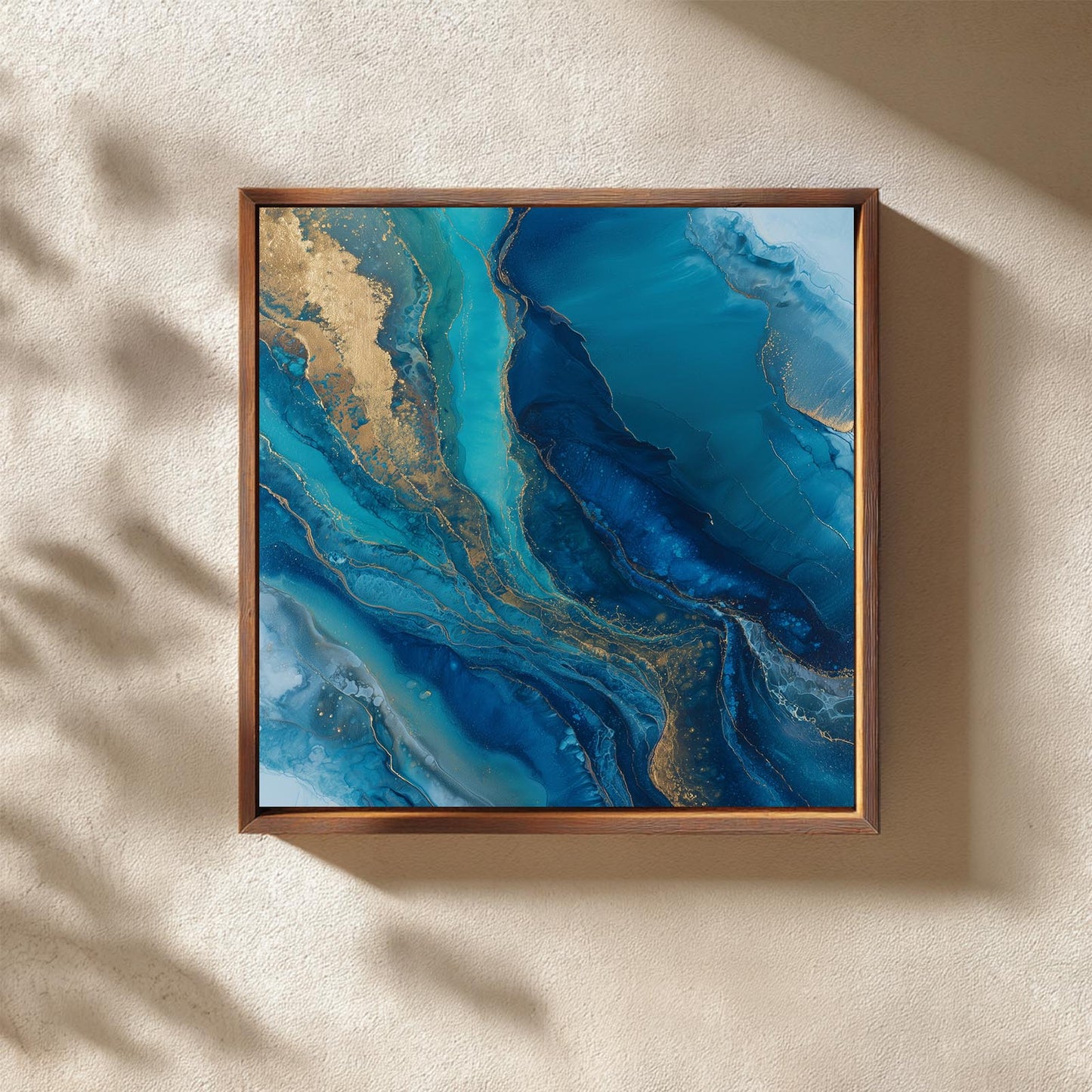 Abstract Blue and Gold Fluid Art