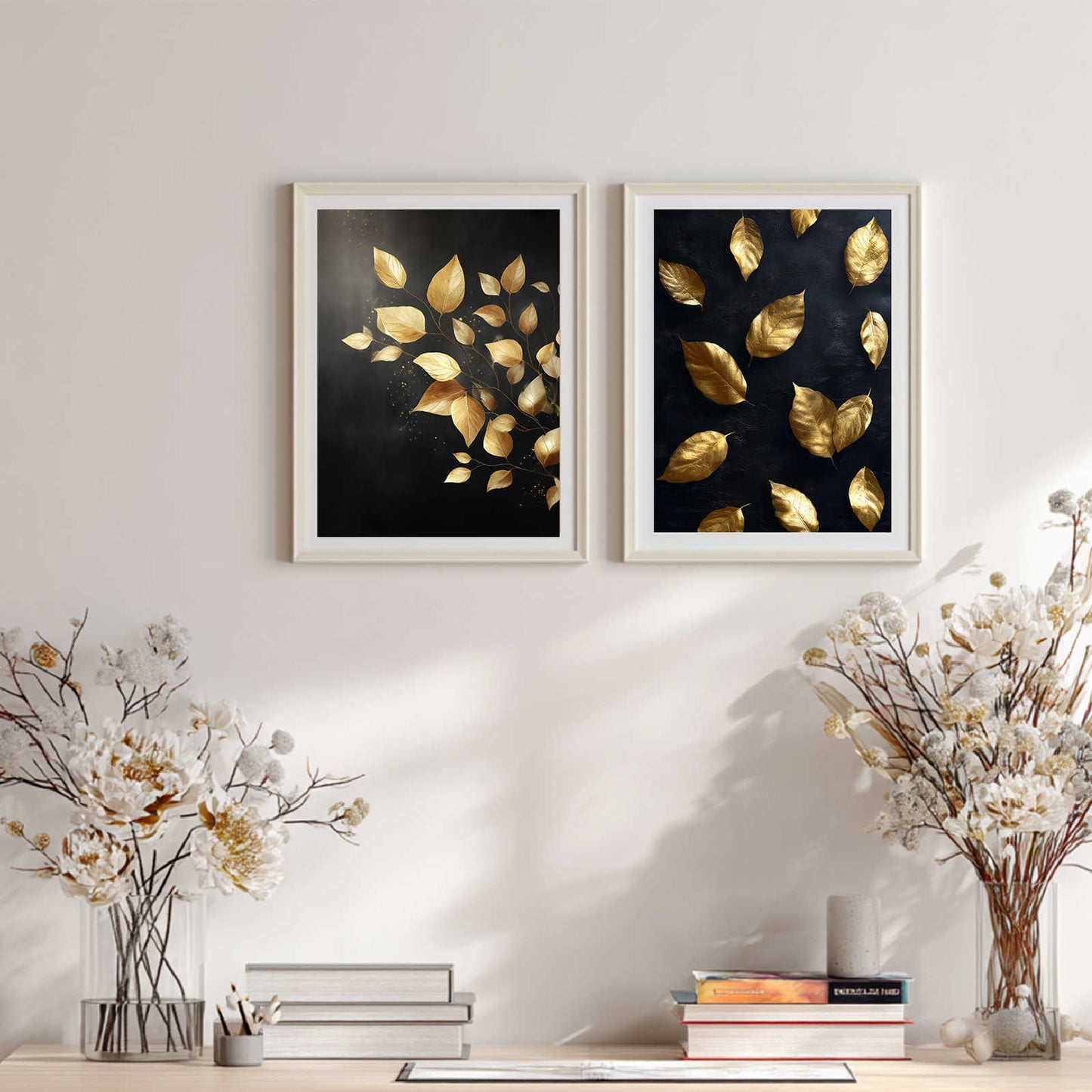 Black Gold Leaves Abstract Plants