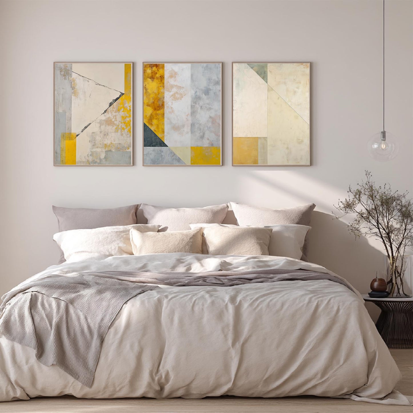 Beige Yellow Geometry Abstract
