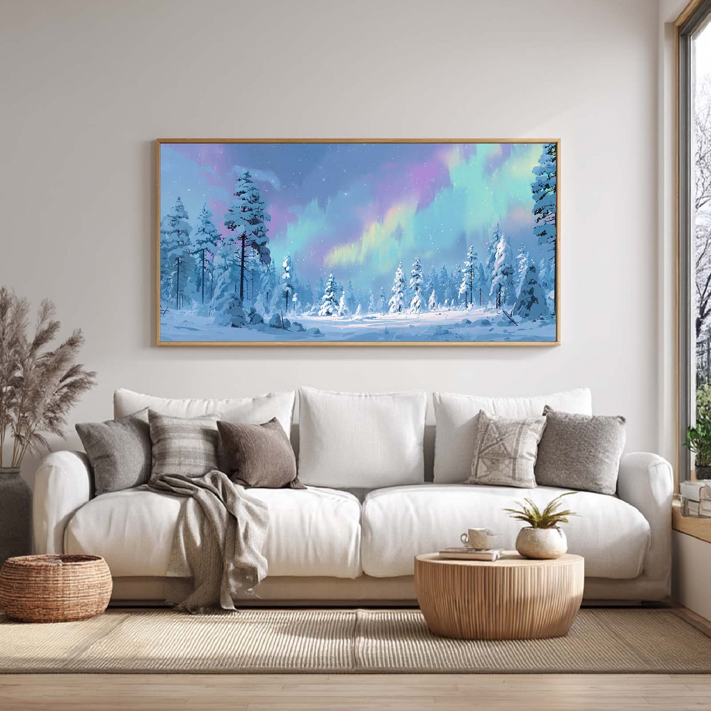 Abstract Oil Painting Landscape Forest Aurora