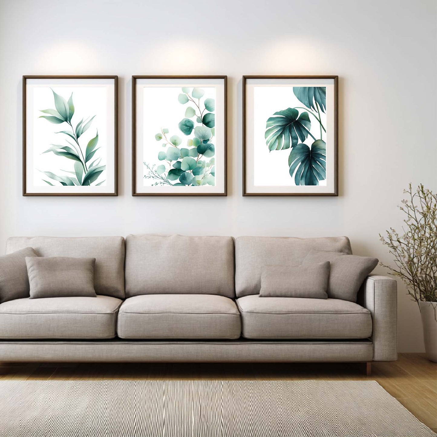 Abstract Flower Green Leaves Plant Canvas Painting Wall Art for Living Room Bedroom Decoration, Poster Print, Frameless