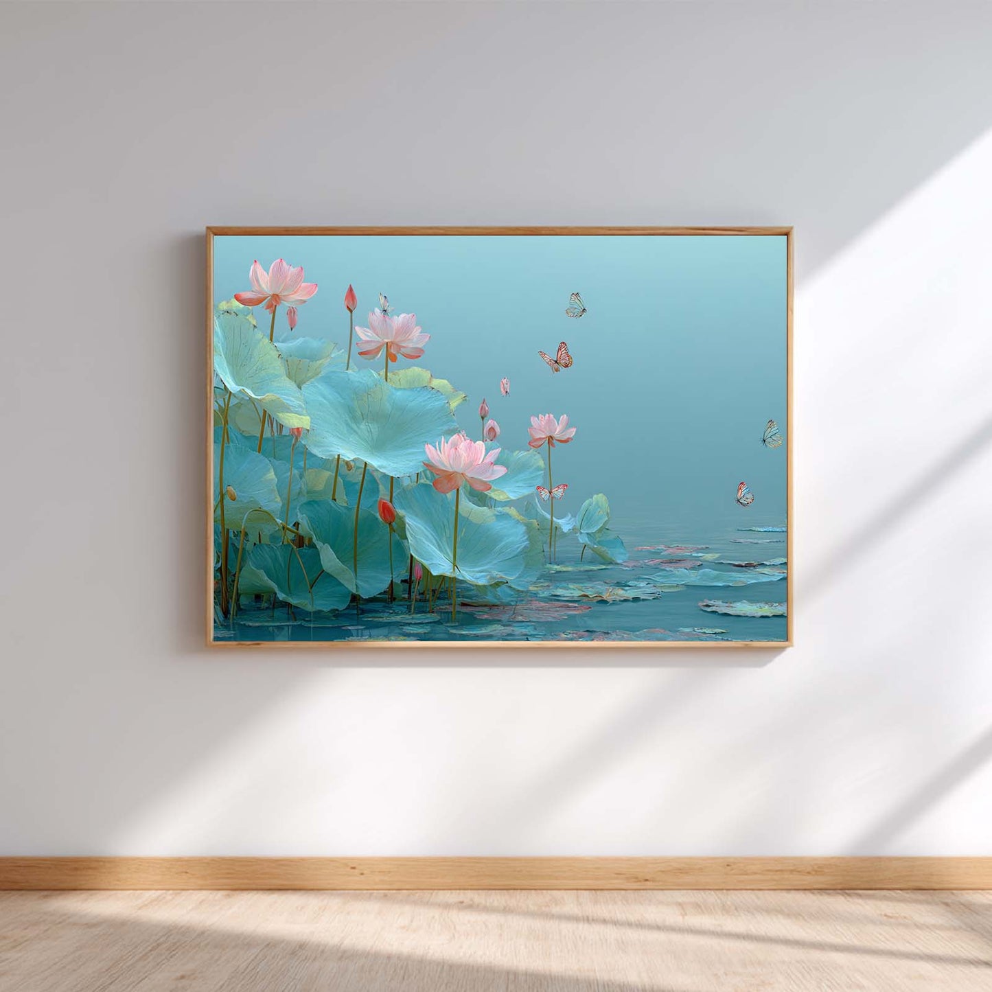 Abstract Oil Painting Lotus and Butterflies