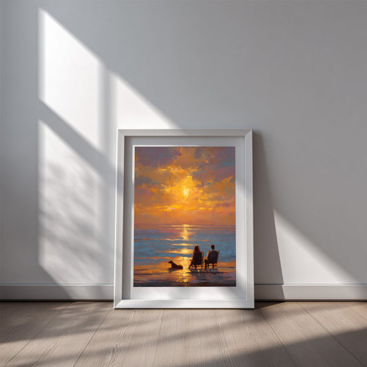 Abstract Landscape Sunset By The Sea Couple