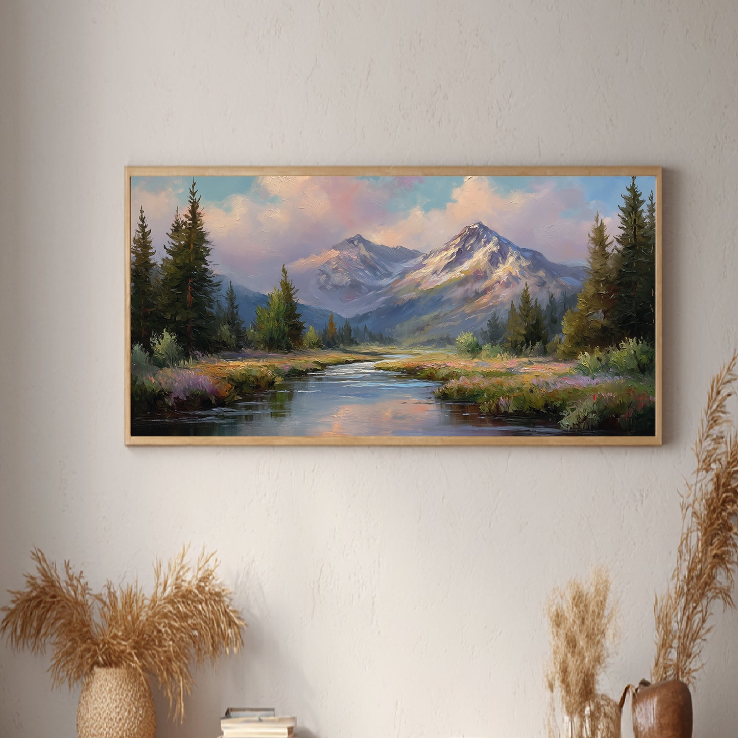 Snowy Mountain Lake Abstract Landscape