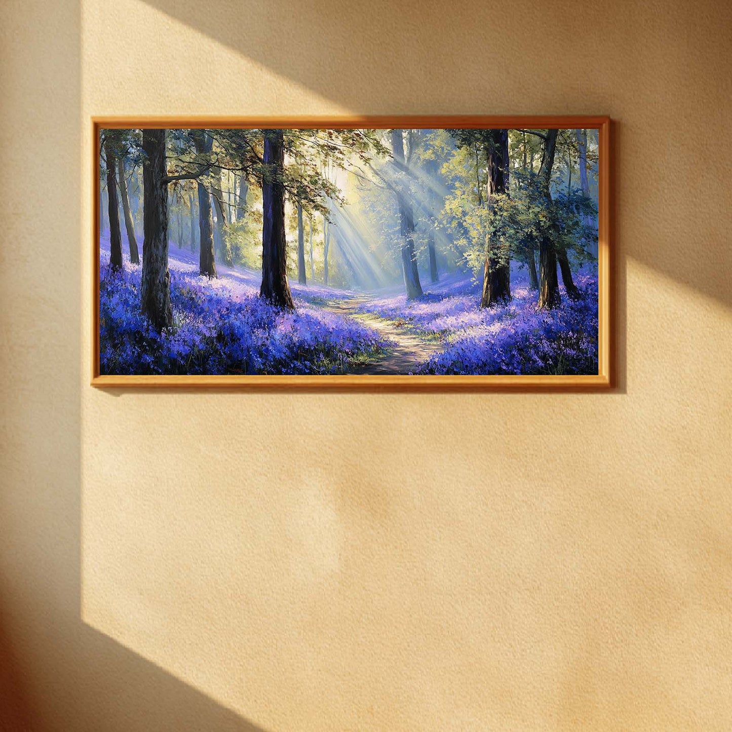 Canvas Painting Abstract Landscape Bluebells Forest Wall Art Pictures for Living Room Bedroom Decoration Canvas Pictures Poster Frameless