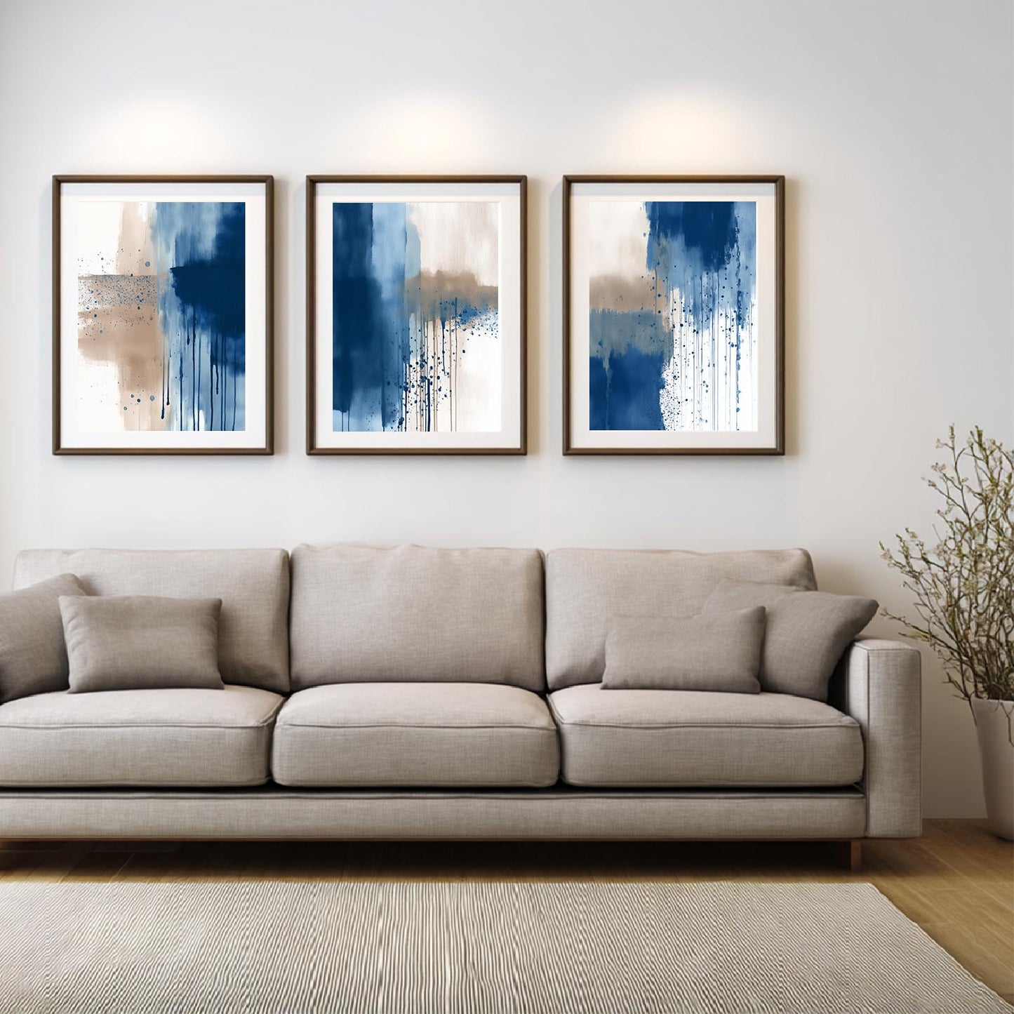 Abstract Blue Gray Beige
