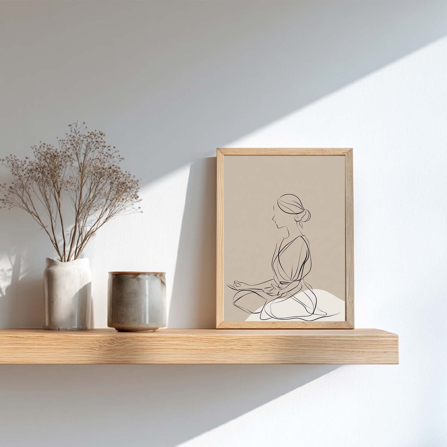 Abstract Beige Minimalist Lines Yoga Meditation