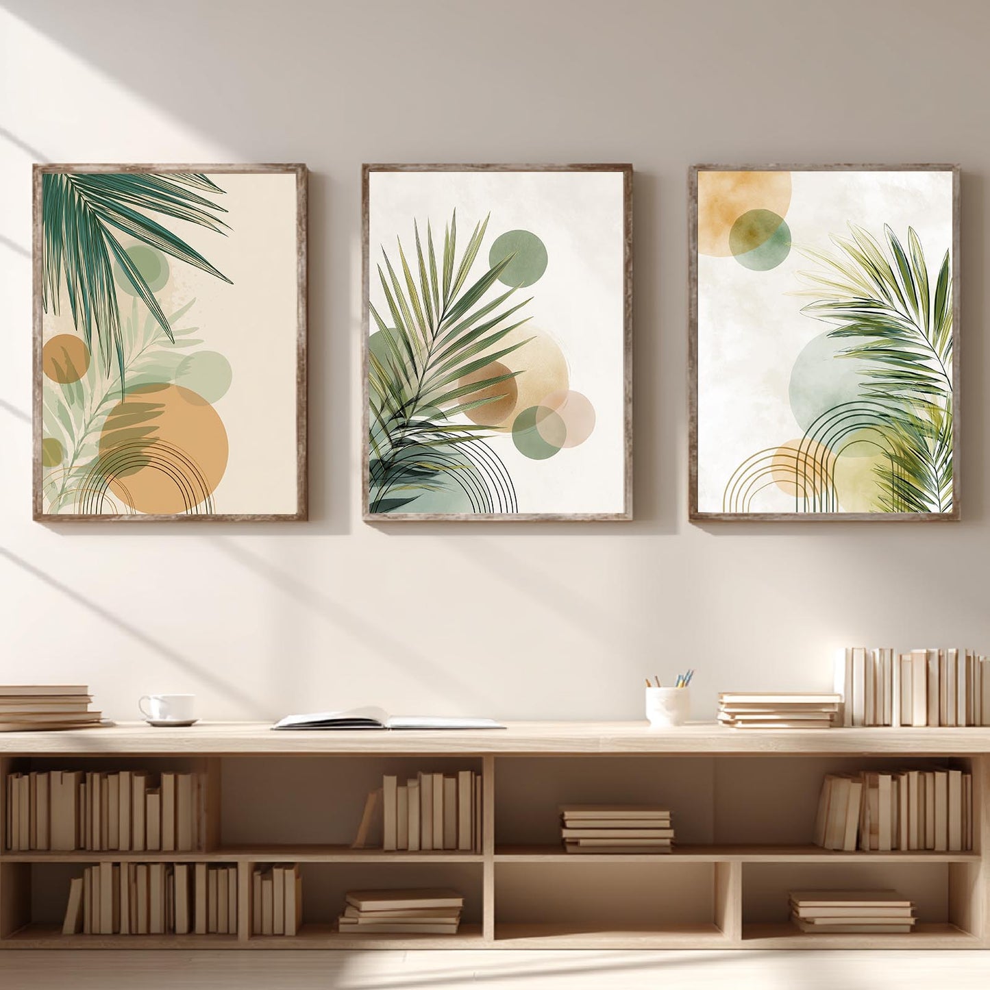 Abstract Geometry Beige Plants
