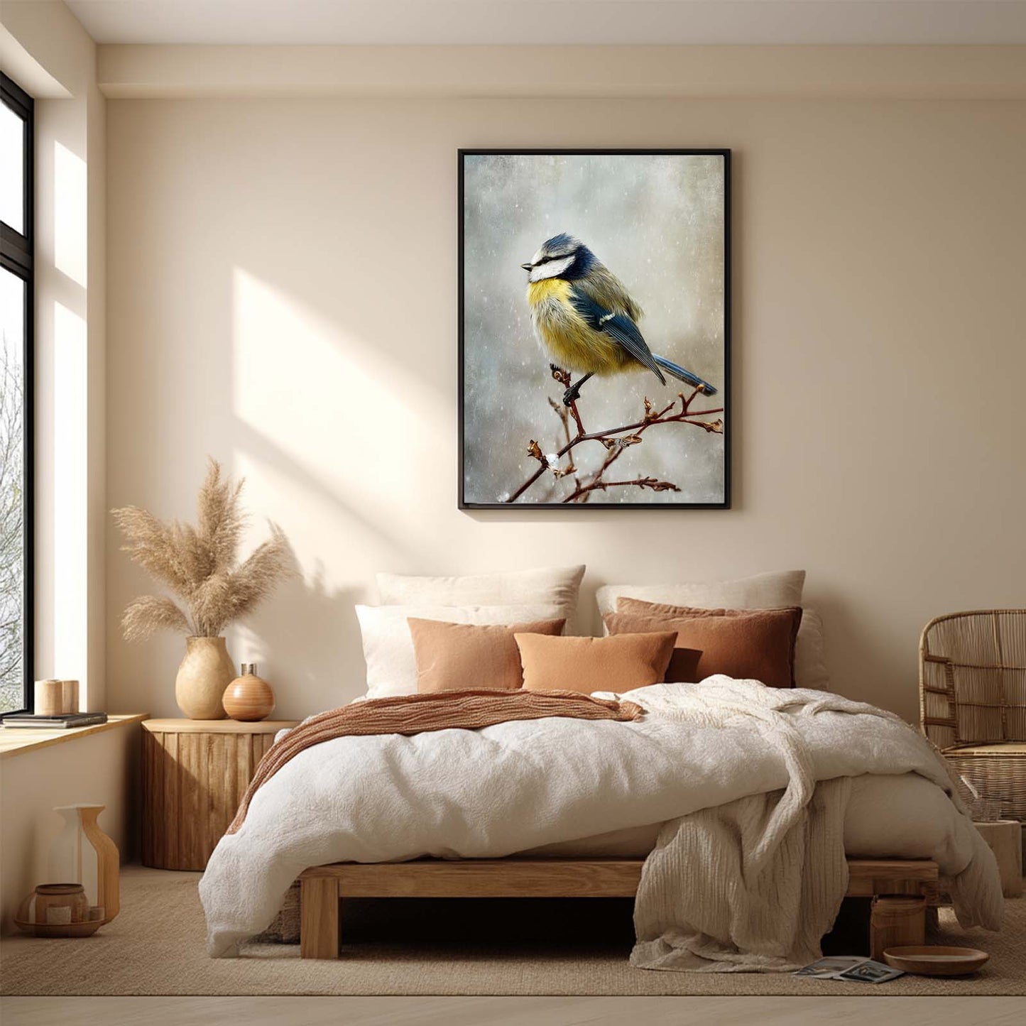 Abstract Oil Painting Winter Bird