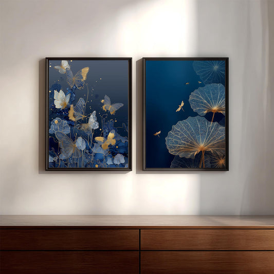 Abstract Blue Butterfly Plants