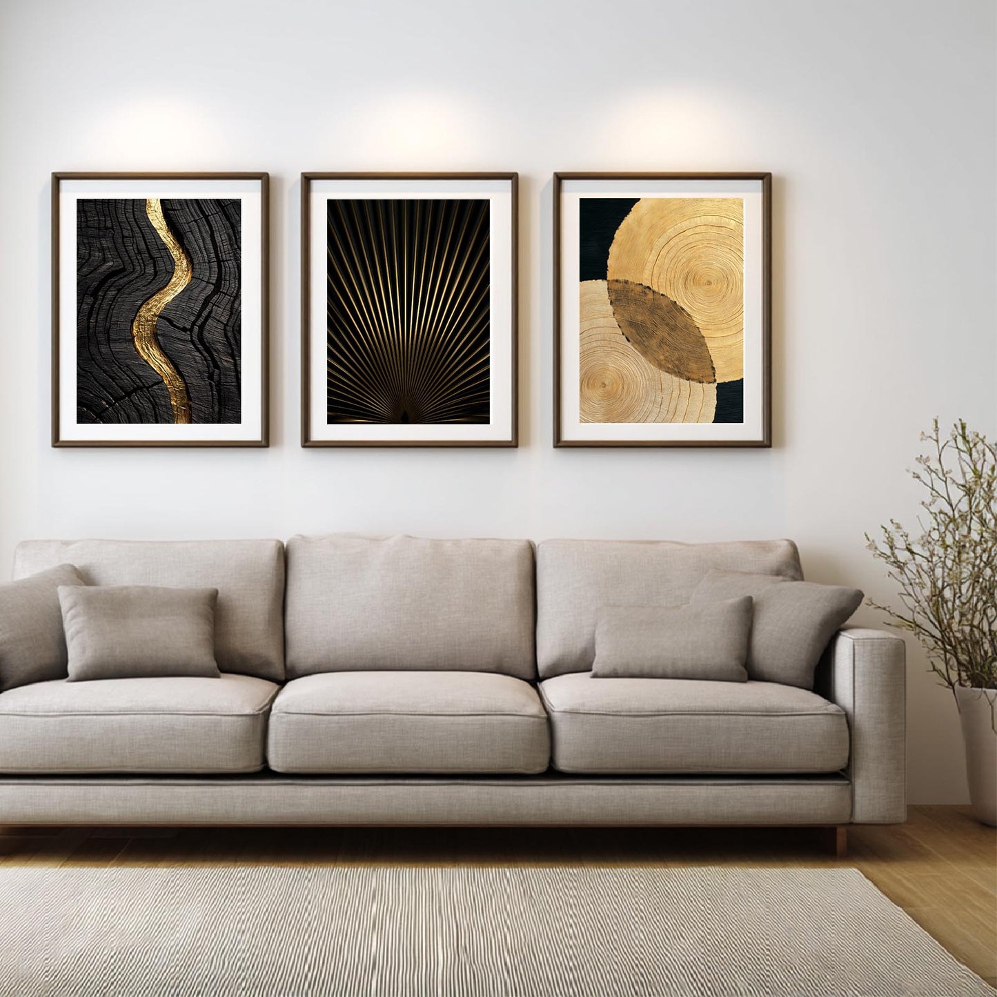 Abstract Black Gold Wood Grain