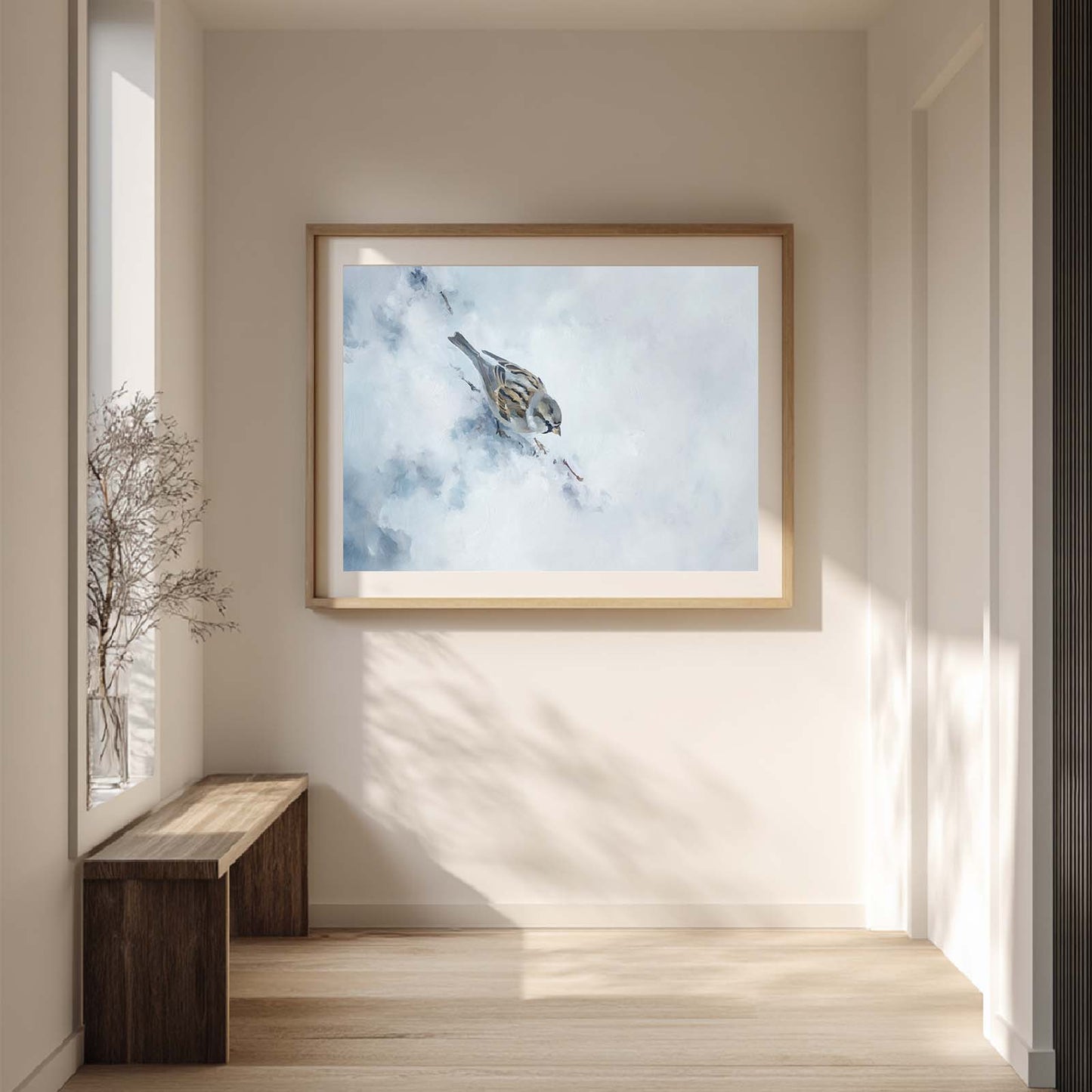 Abstract Winter Snowy Bird