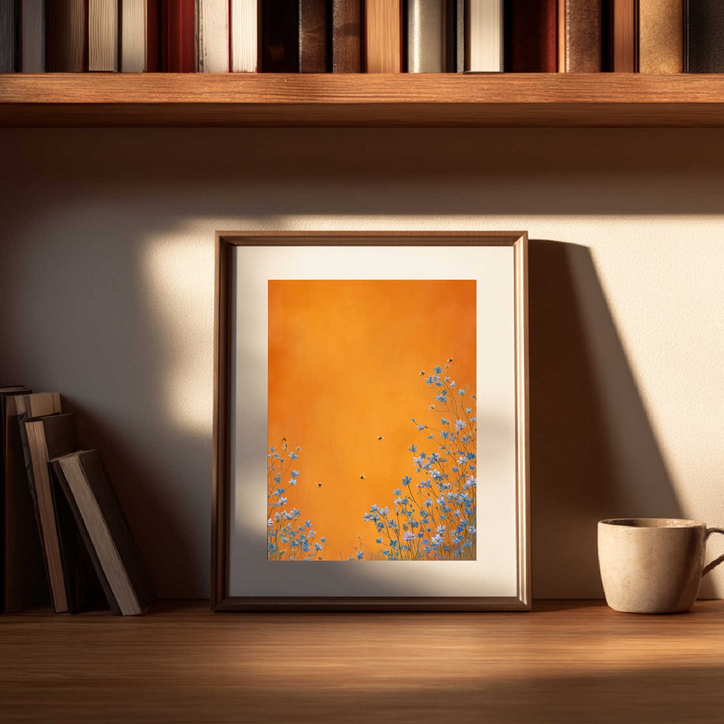 Abstract Bee Blue Flower