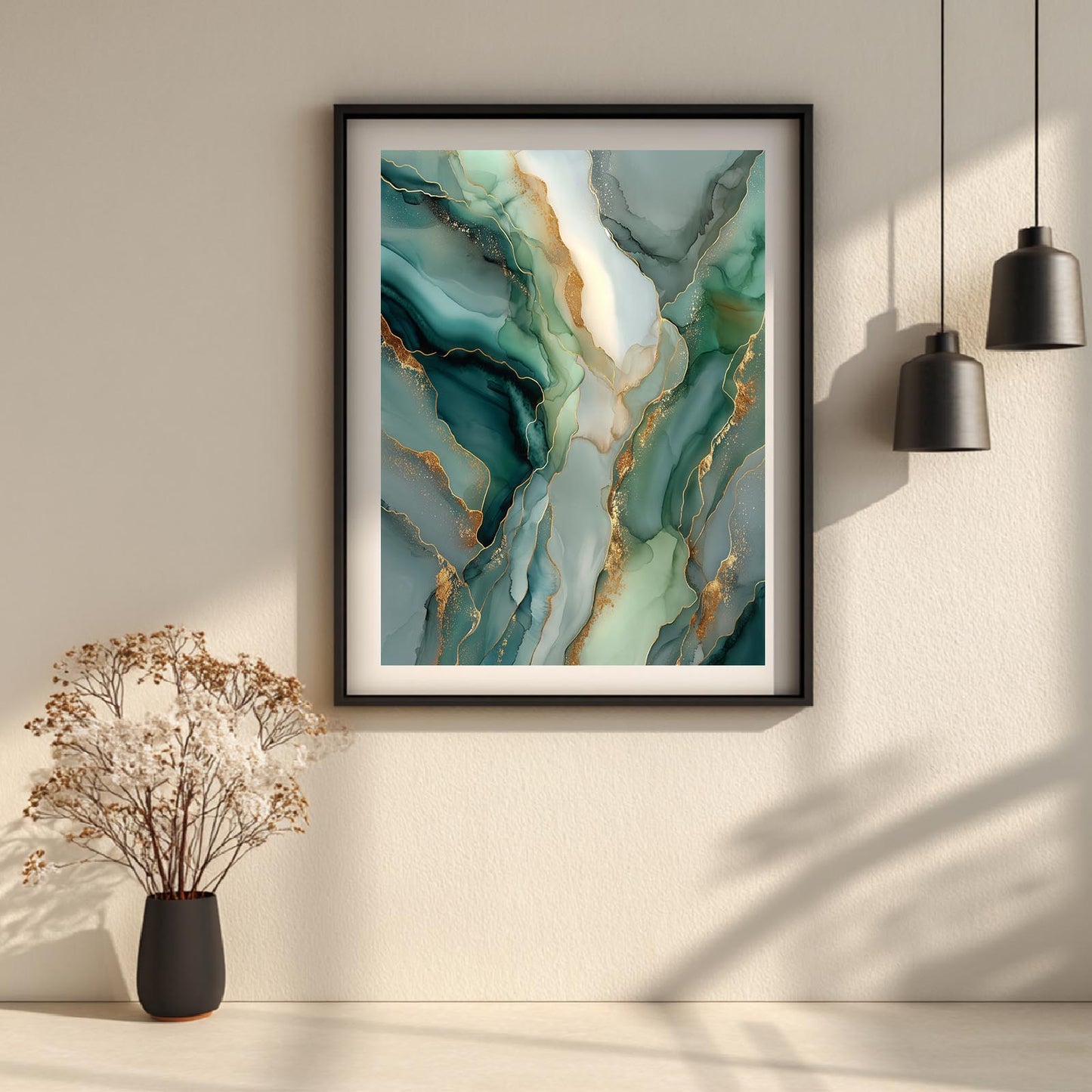 Modern Green Gold Fluid