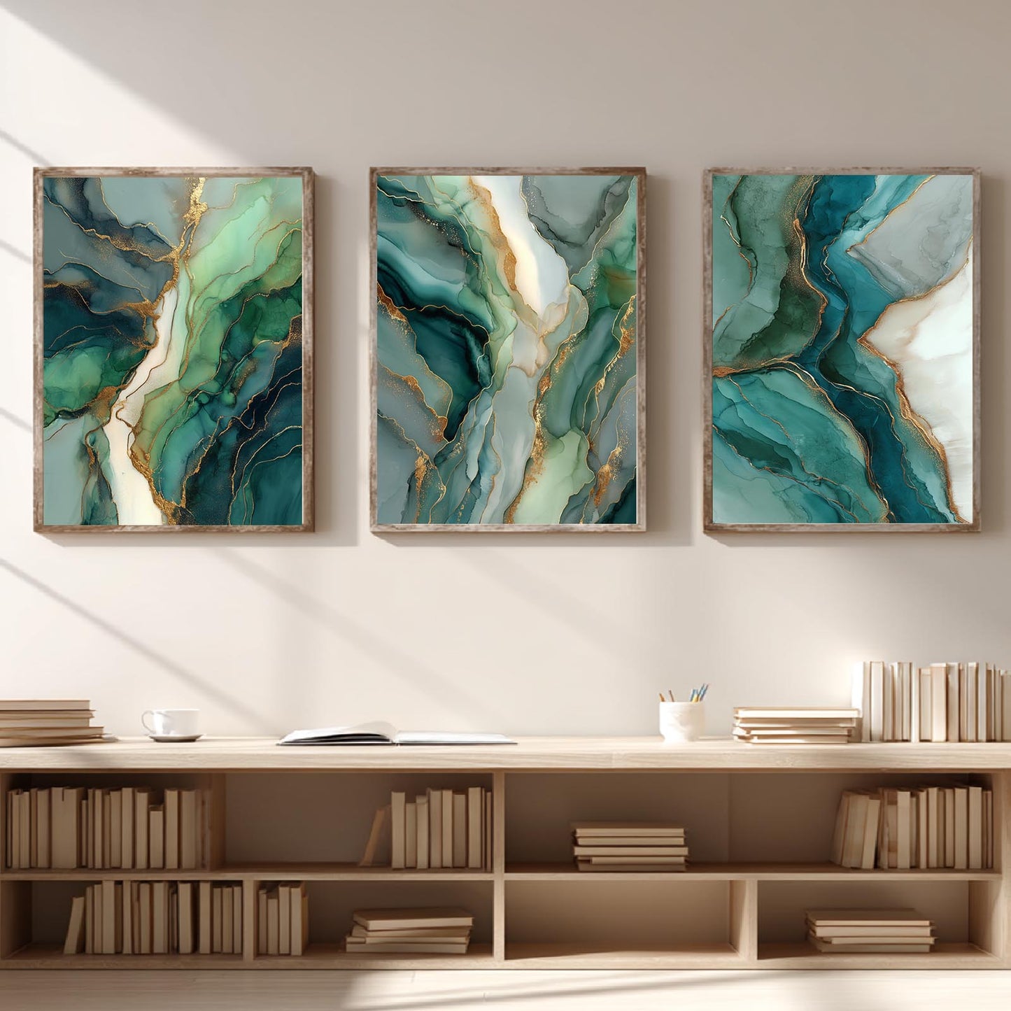 Modern Green Gold Fluid
