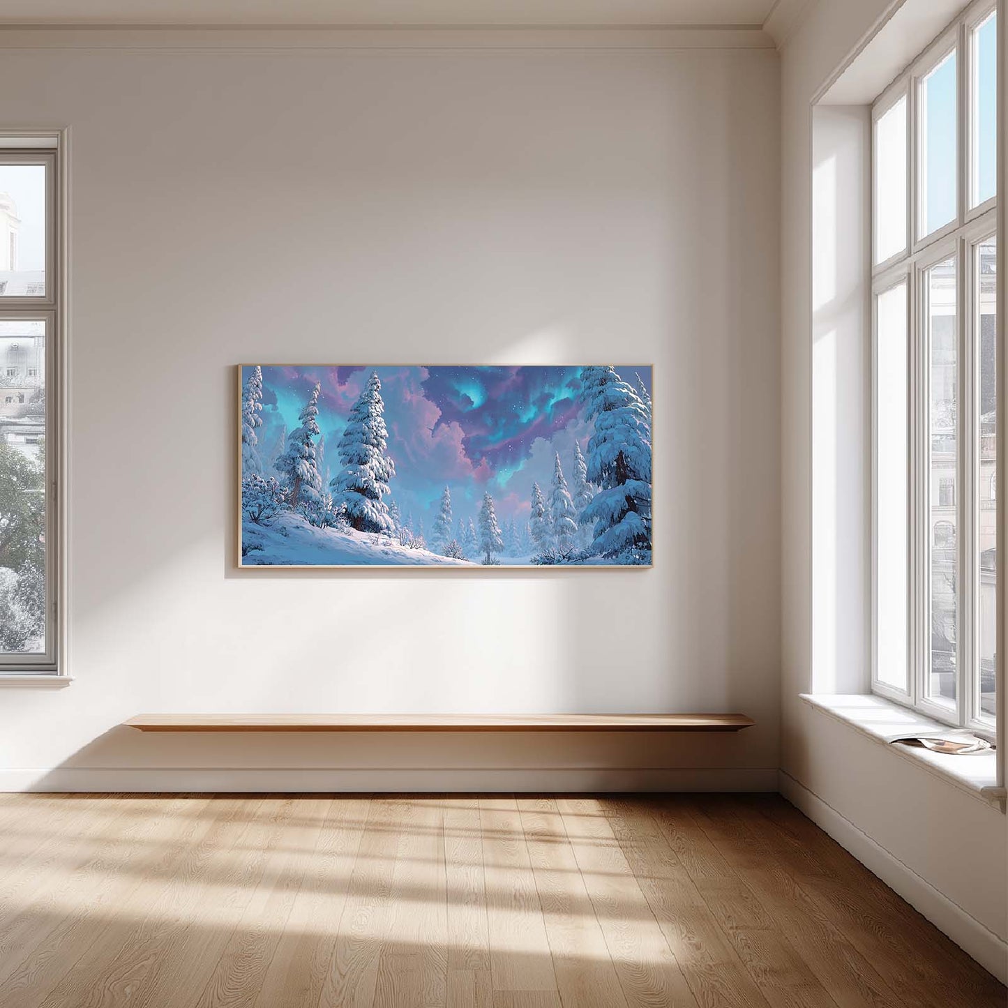 Abstract Oil Painting Landscape Forest Aurora