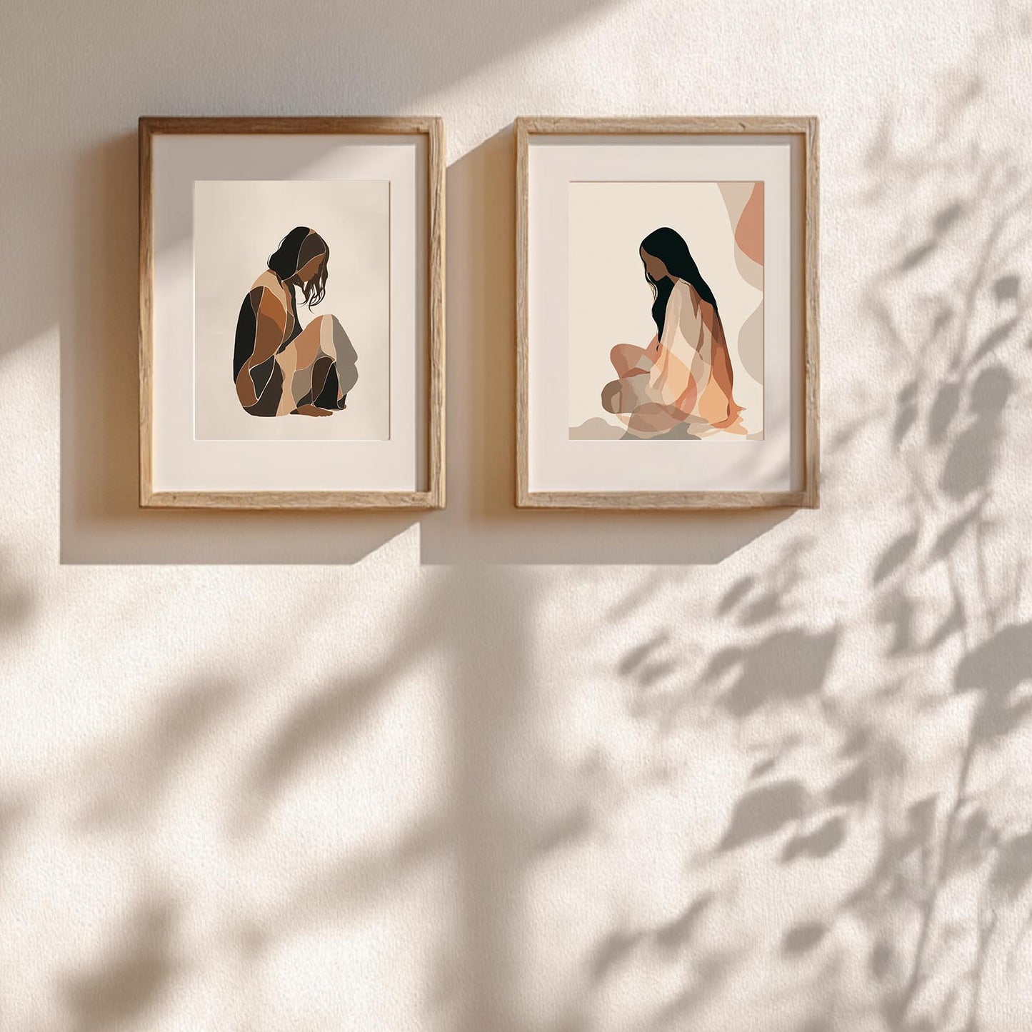 Abstract Beige Minimalist Line Girl