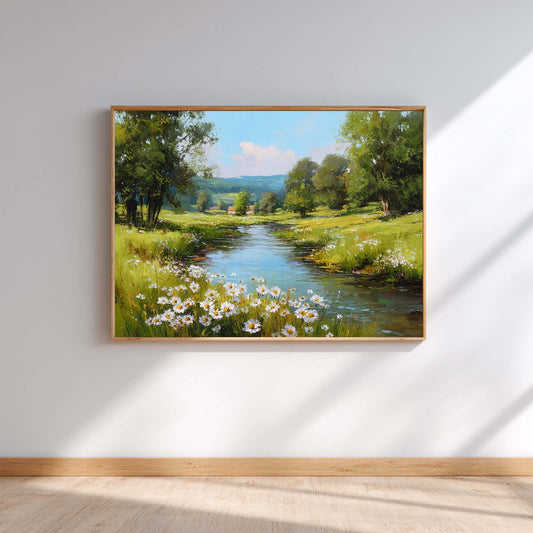 Spring Landscape Wildflowers By The Riverside