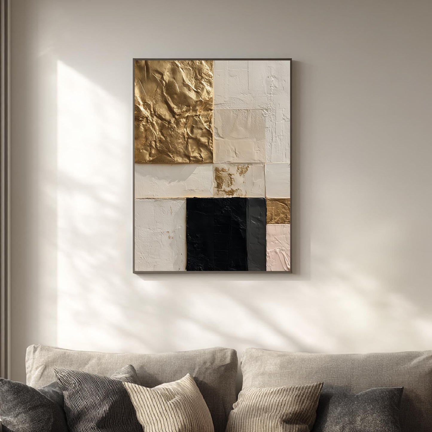 Abstract Geometry Beige Black Gold