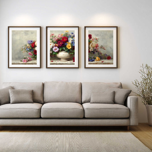 Abstract Vintage Style Colorful Flowers Vase