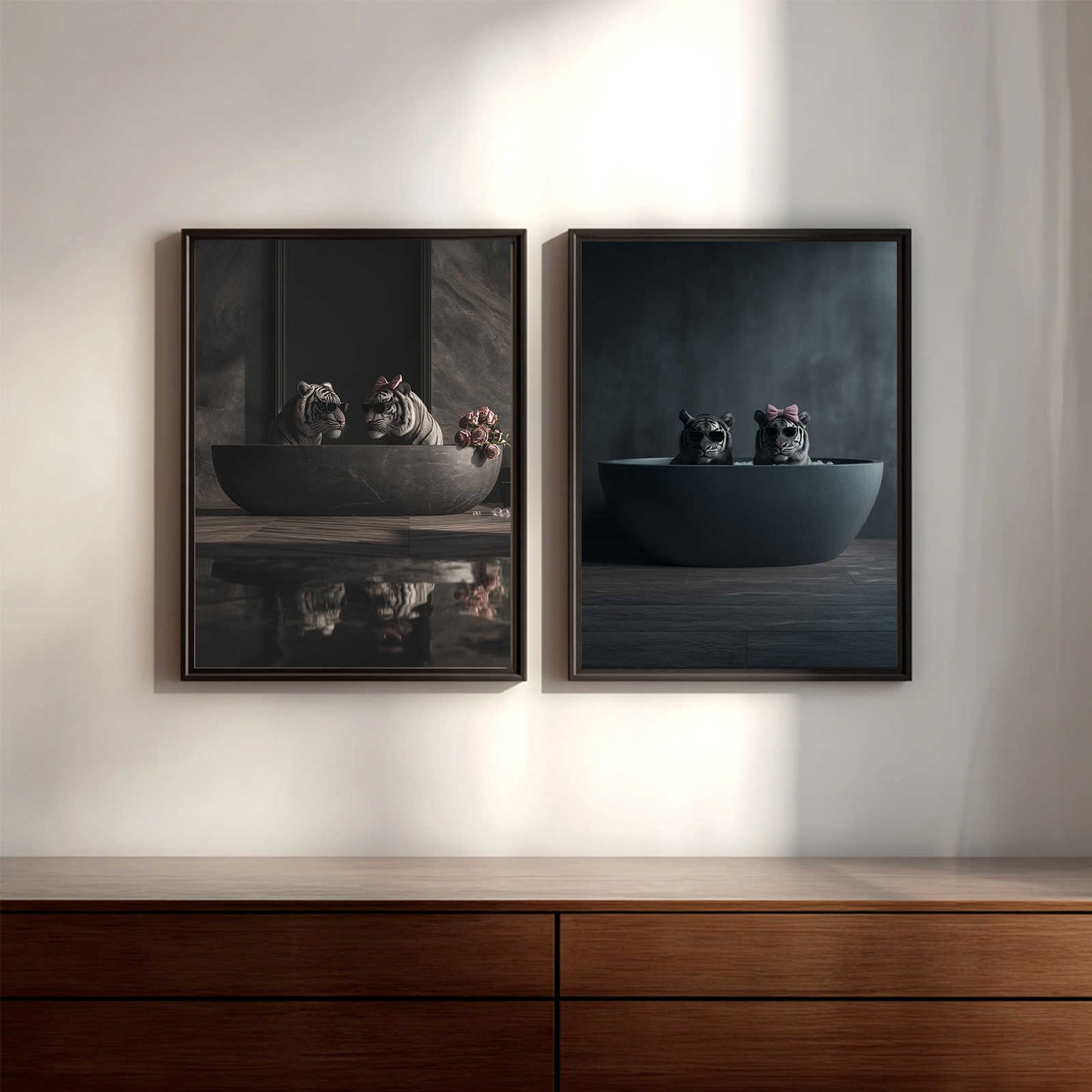 Abstract Funny Animals Taking A Bath