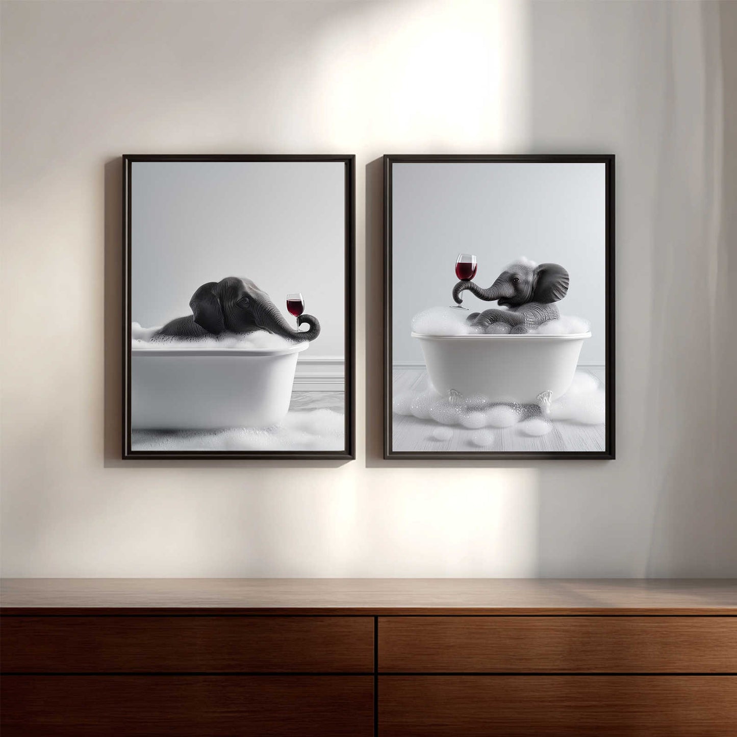 Abstract Funny Animals Taking A Bath