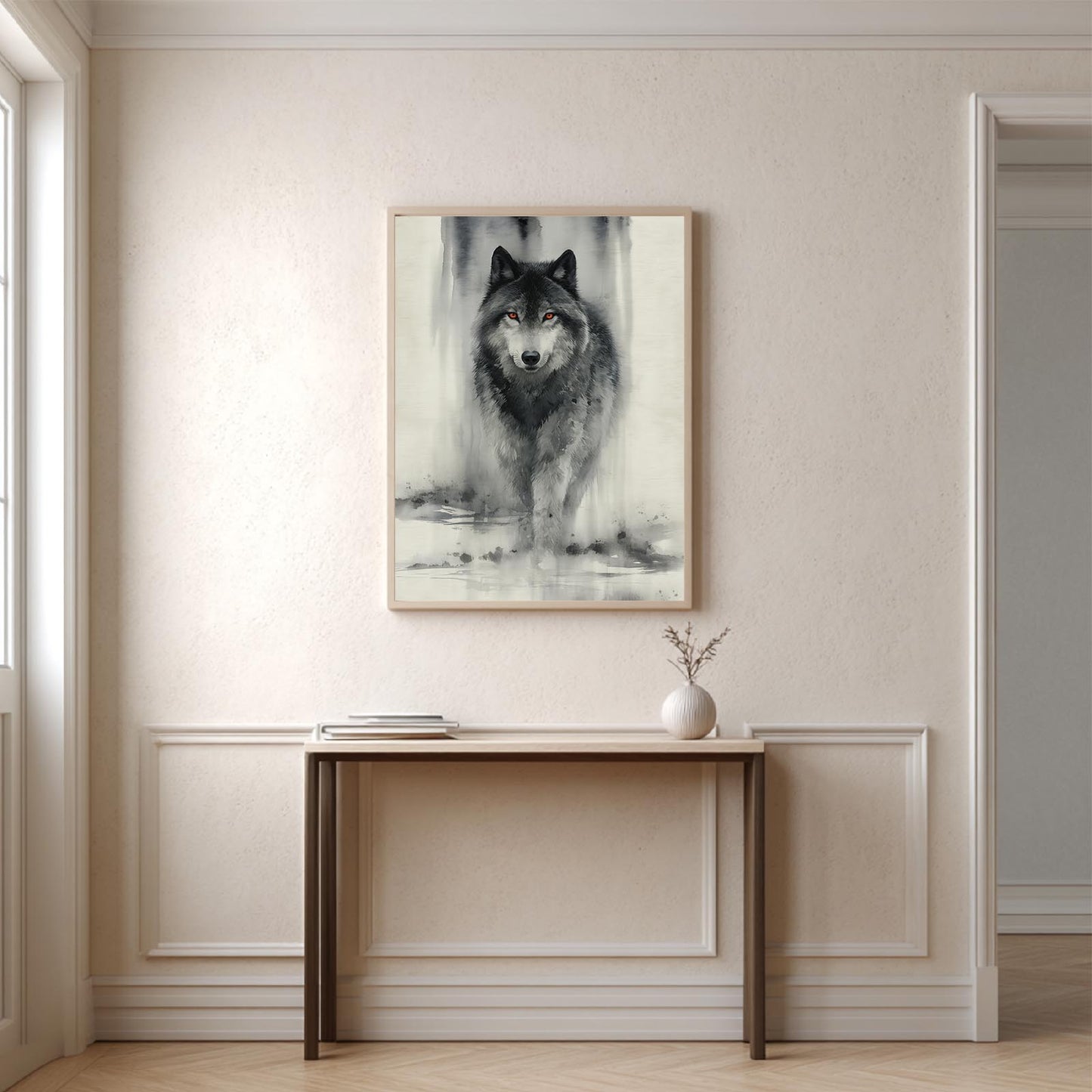 Ink Wash Style Wolf Animal Abstract