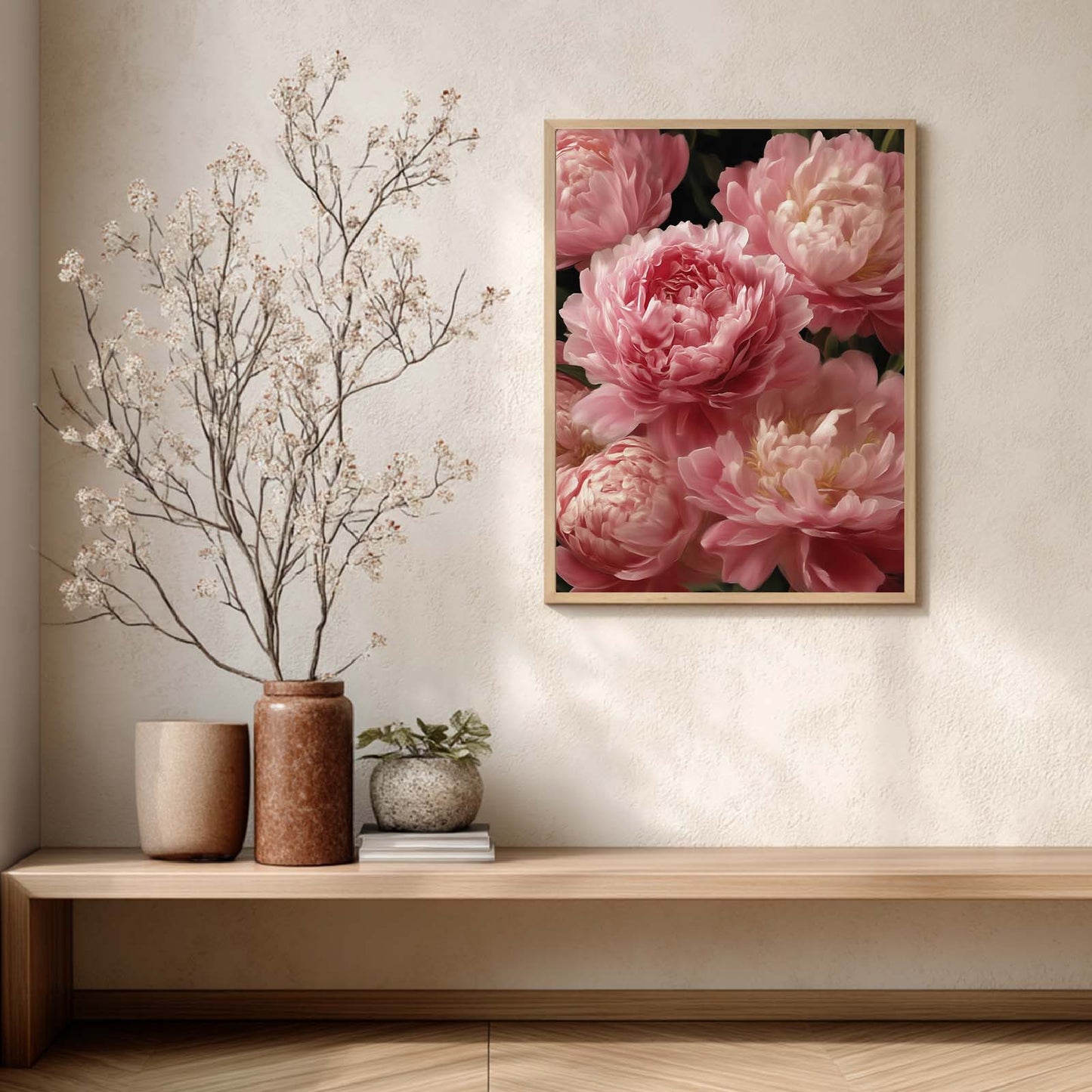 Abstract Pink Flower Canvas Painting – Wall Art for Living Room Bedroom Decoration, Poster Print, Frameless